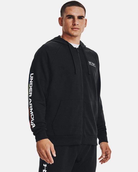 เสื้อฮู้ด UA Rival Fleece Chroma Full-Zip สำหรับผู้ชาย, Black, pdpMainDesktop image number 0